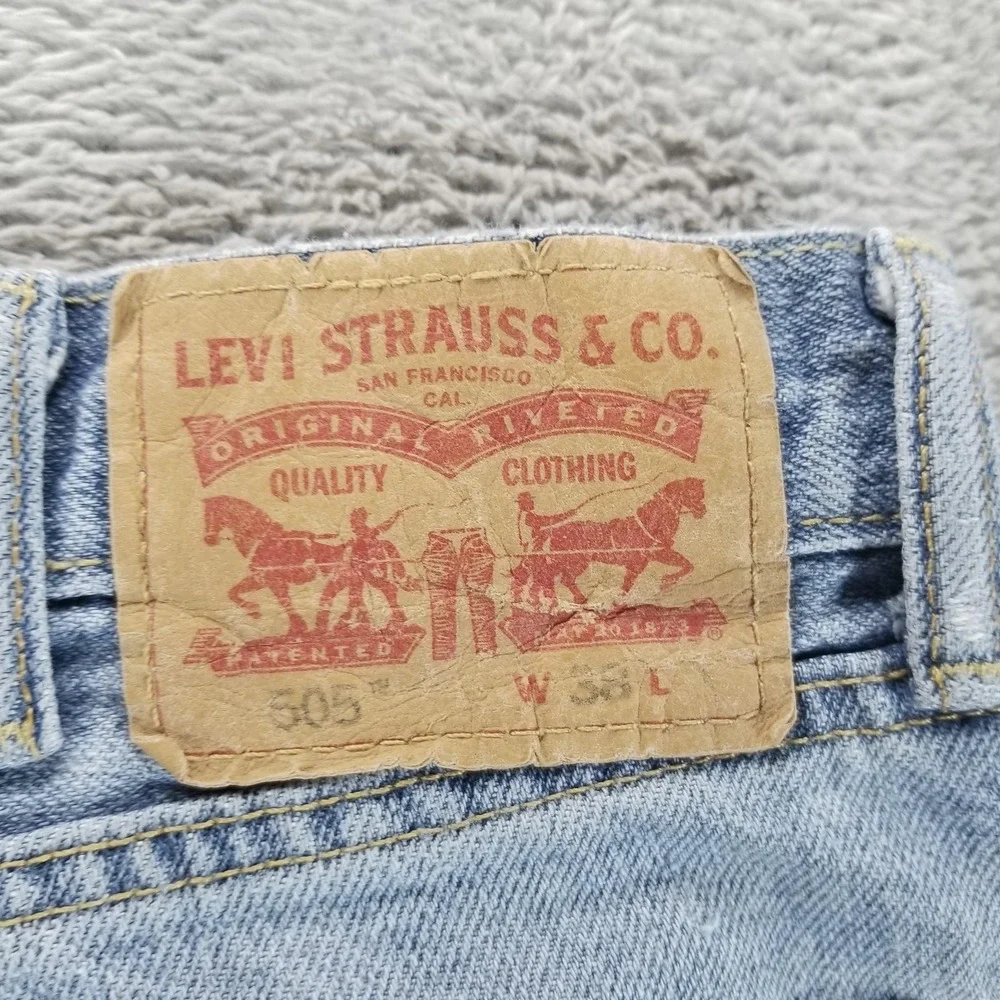 Levis 505 Shorts Mens 38 Blue Denim Regular Bermuda 10